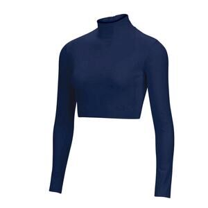 Chasse Cropped Mock Neck Top L Juniors Long Sheeve New Cheer Back Zipper